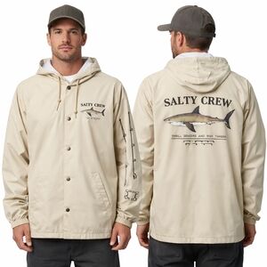SALTY CREW Bruce Snap Jacket Mens Medium Cream Fishing Surf
